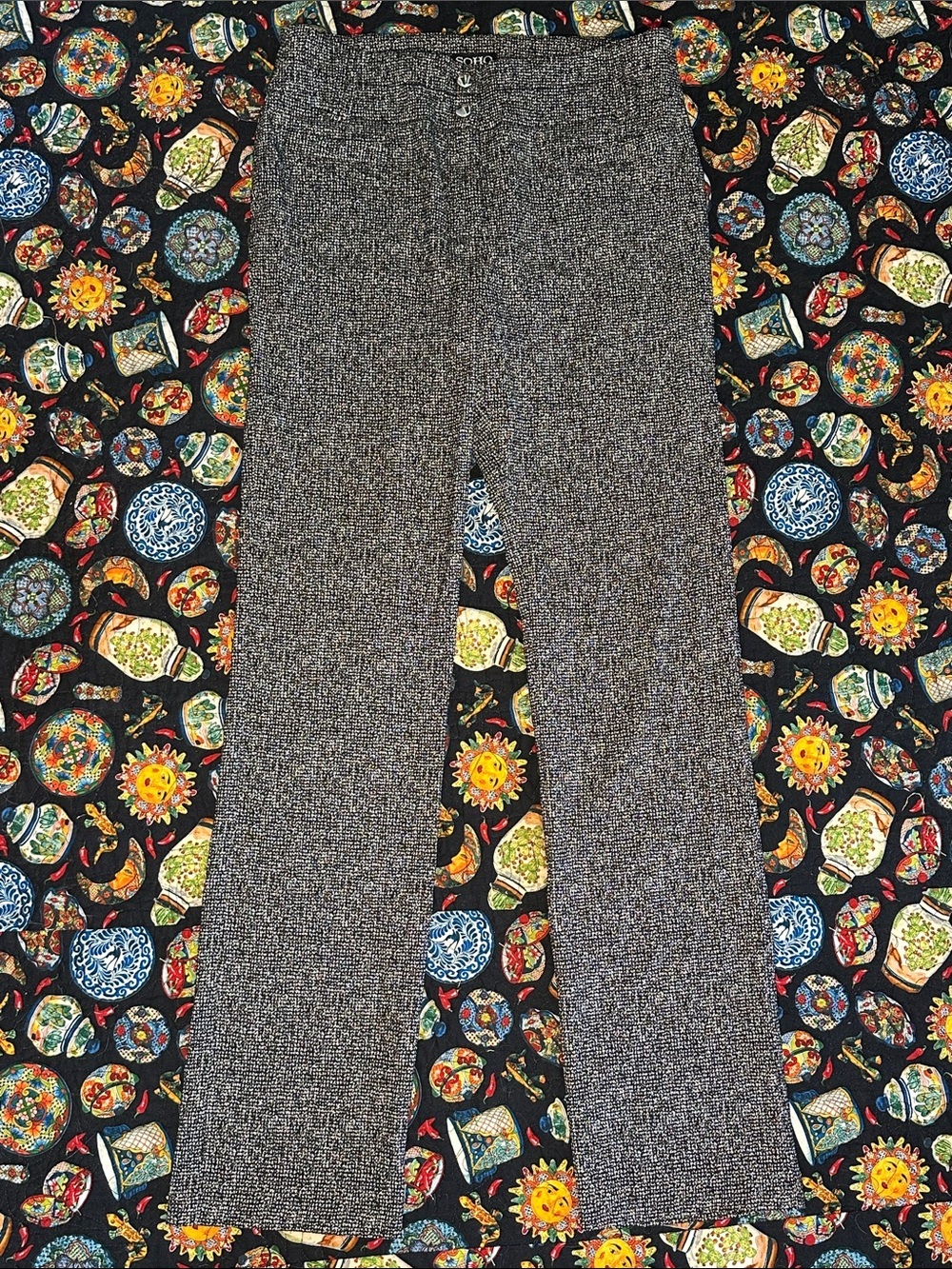 Soho Gray Textured Straight-Leg Pants EUC